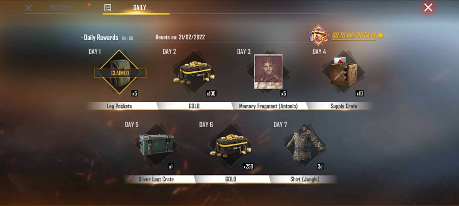 Free Fire Daily Log In