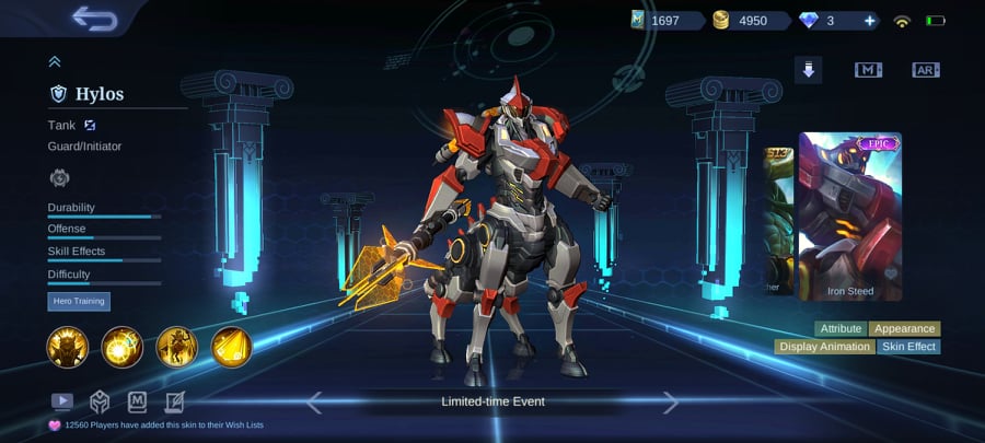 Hylos dans son skin Epic Iron Steed