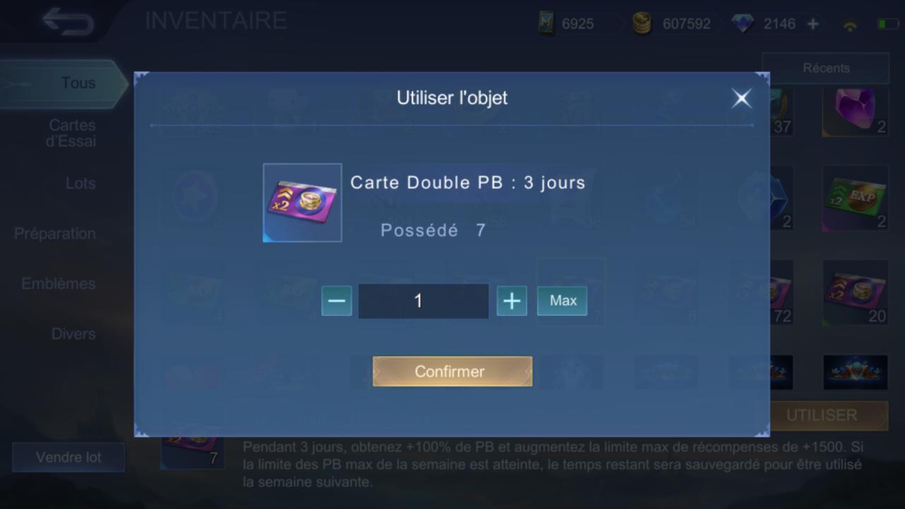 Cartes double PB Mobile Legends