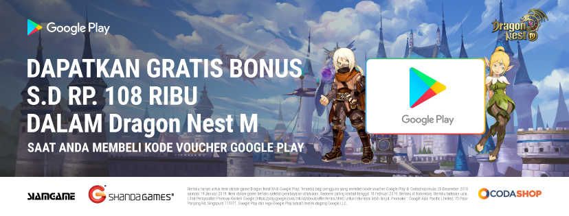 Beli Voucher Google Play Ada Bonus Buat Dragon Nest M