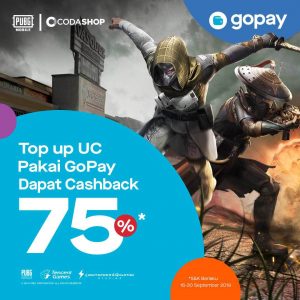 Cashback dari Gopay sebesar 75% untuk PUBG Mobile player