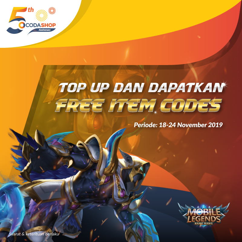 Bonus Top Up & Item Code Gratis Di Minggu Codashop Anniversary