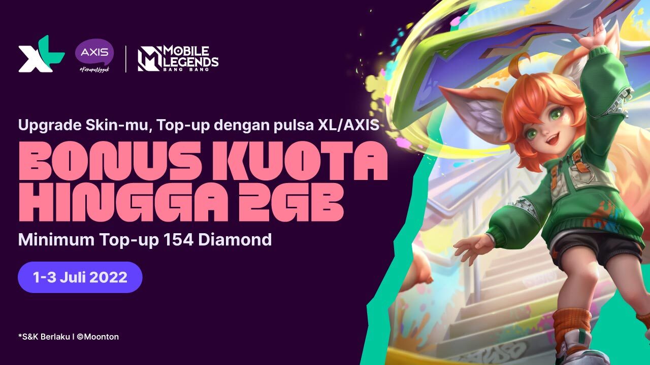 Promo XL: Top Up Mobile Legends Dapatkan Bonus Data 2GB