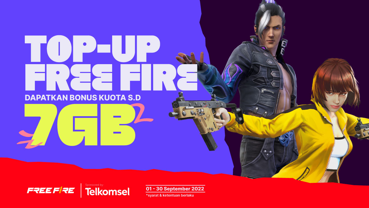 Promo Telkomsel : Top Up Pakai Free Fire Dapatkan Kuota 7GB