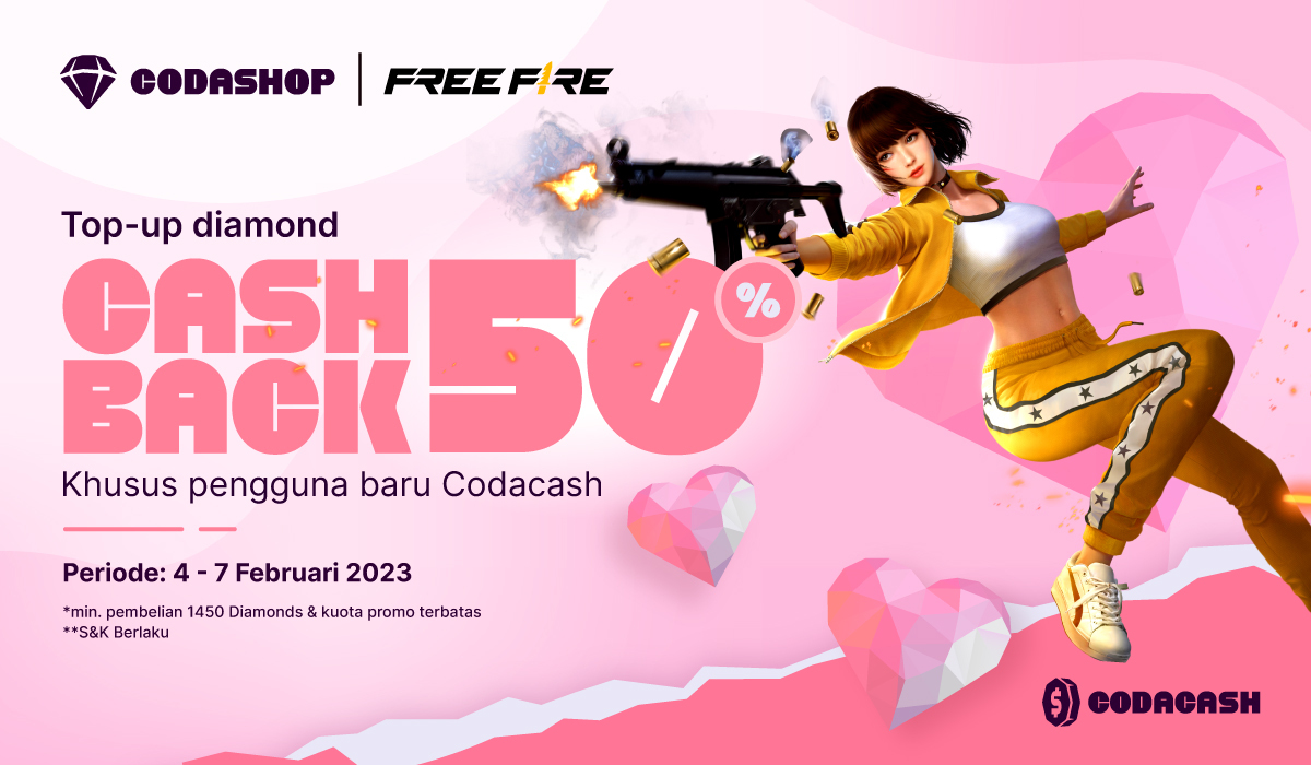Promo Free Fire Cashback 50% Codashop Februari 2023