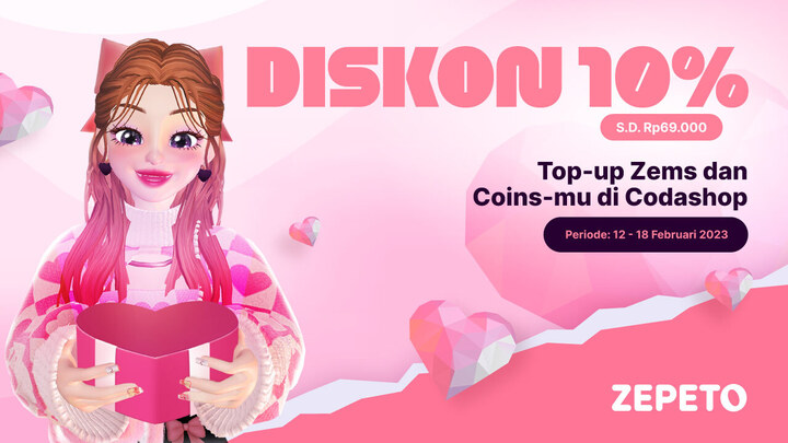 Promo Zepeto Diskon 10% Codashop Valentine 2023