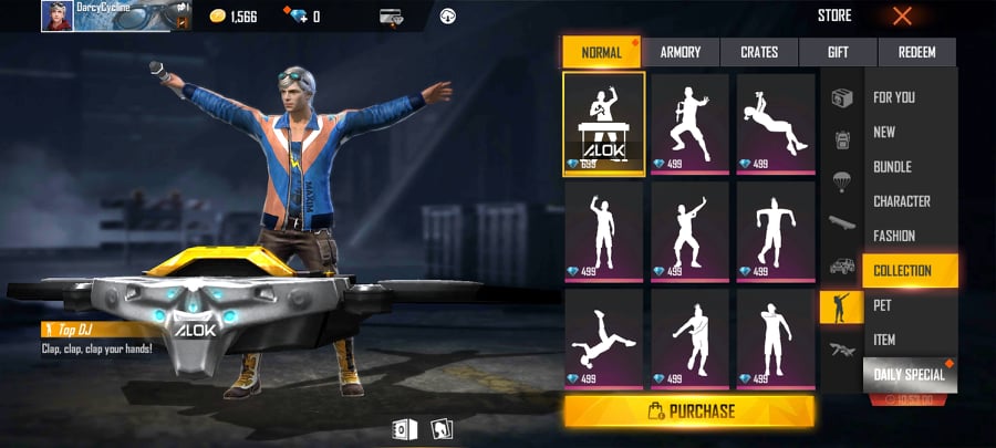Obtain Emotes in Free Fire