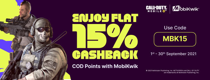 Enjoy 15% Cashback on CP purchases only on Codashop