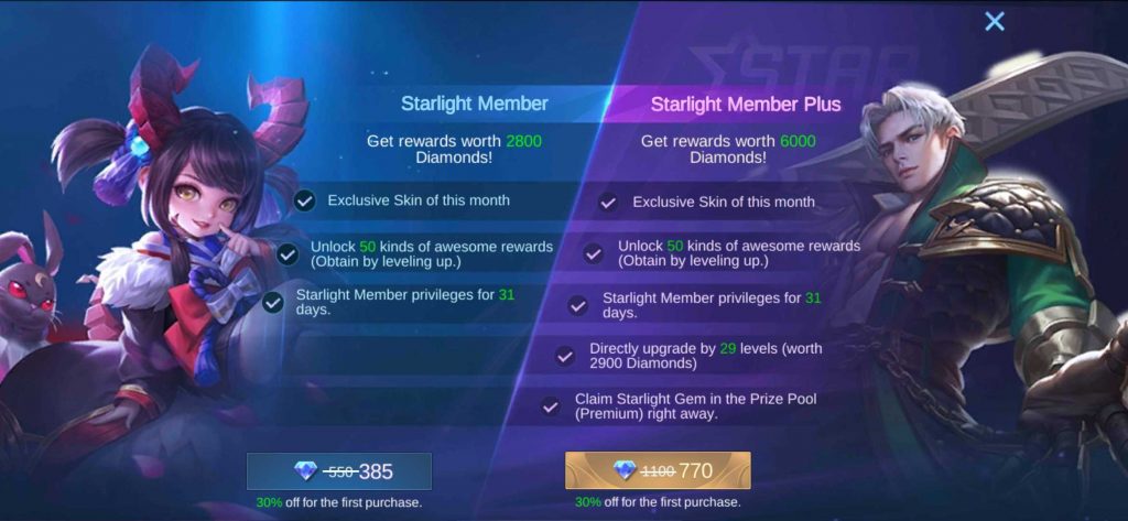 Starlight Member and Starlight Member Plus Mobile Legends