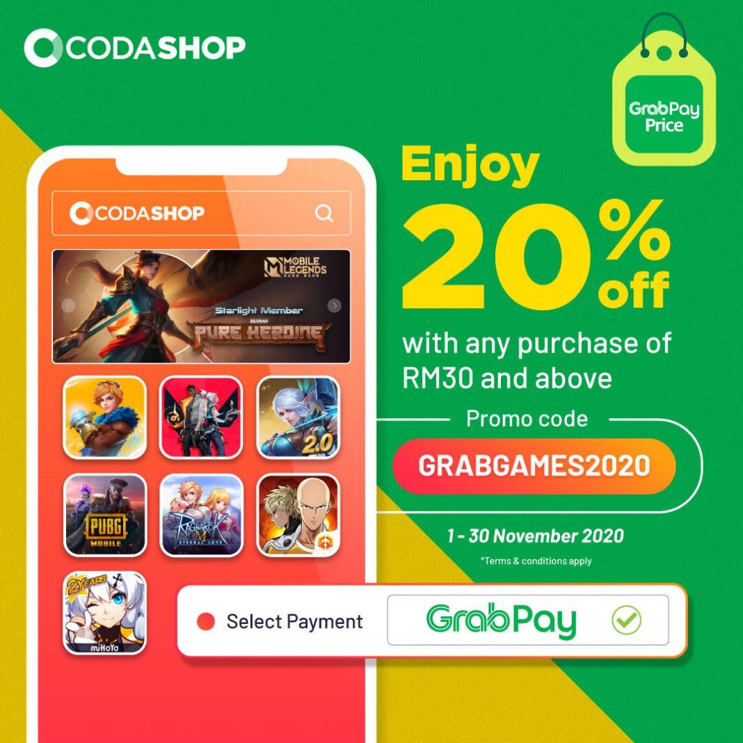 Exciting November Promo: Use #GrabPay And Get 20% Off | Codashop Blog MY