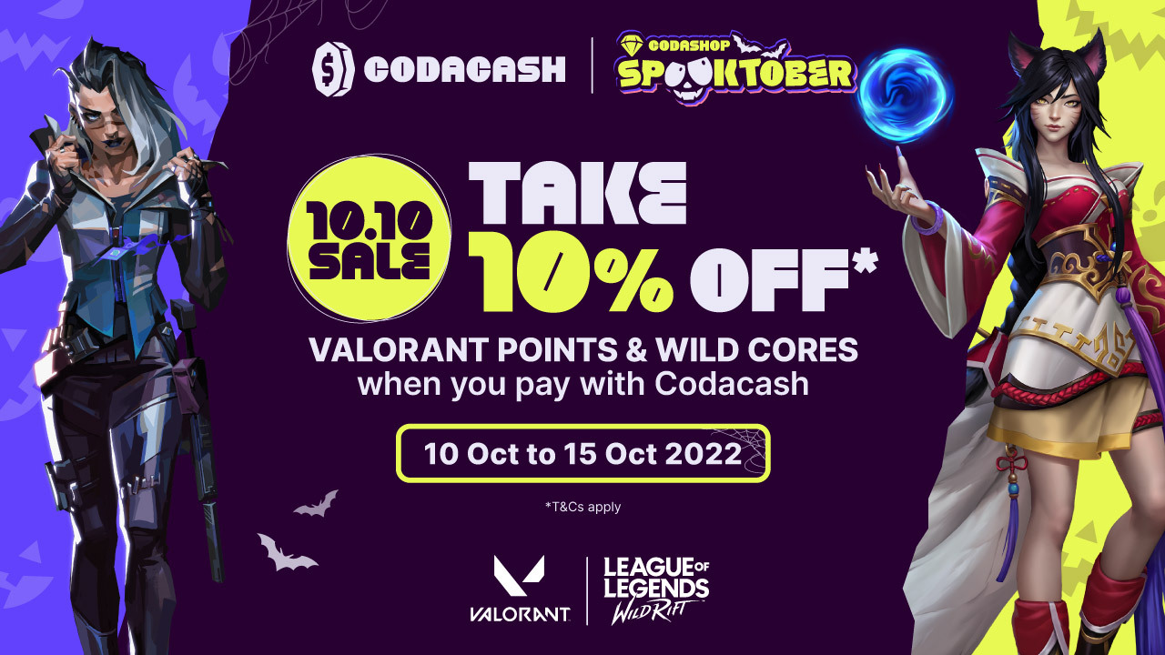 10/10 Sale: 10% discount on VALORANT & Wild Rift purchases with Codacash!
