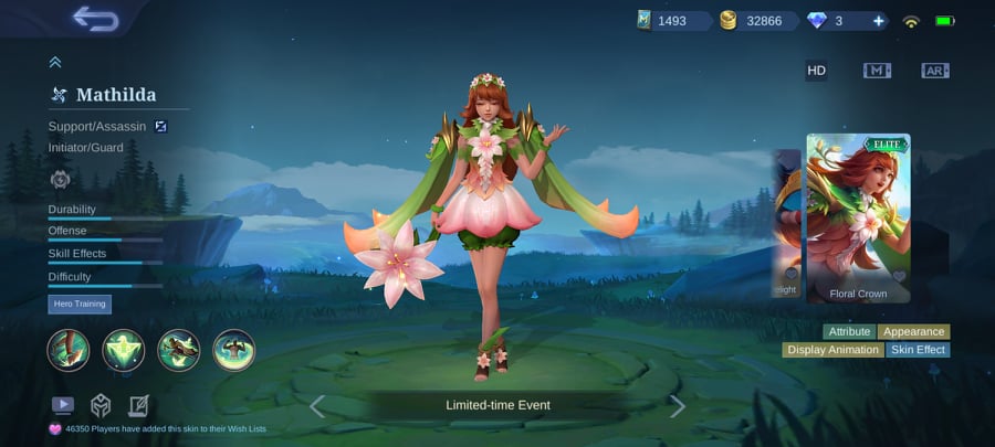 Best heroes in mobile legends Mathilda’s Floral Crown Elite skin