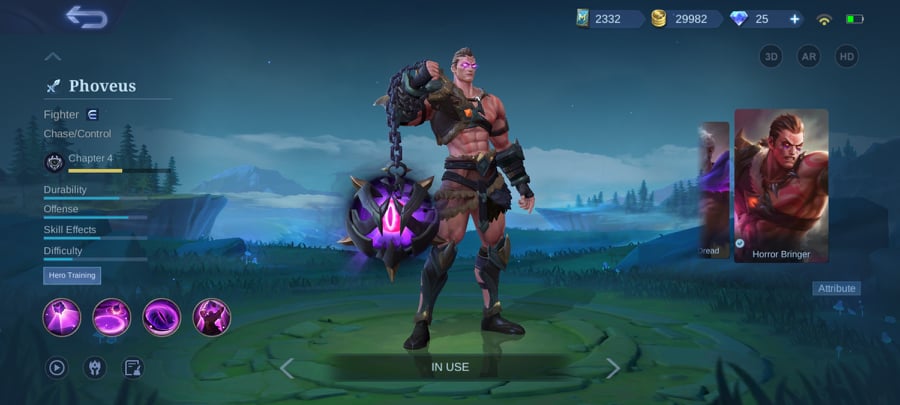 Best heroes in mobile legends Phoveus with his basic skin - Horror Bringer