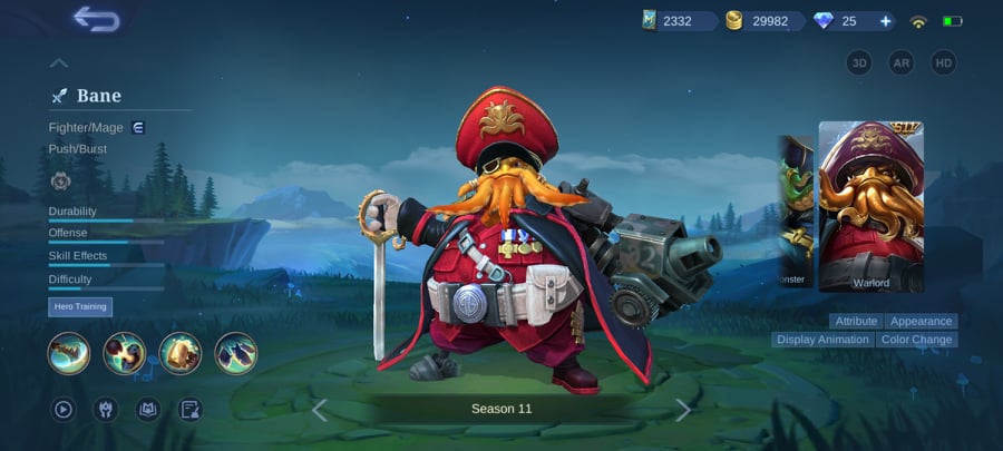 Best heroes in mobile legends Bane in his Warlord skin