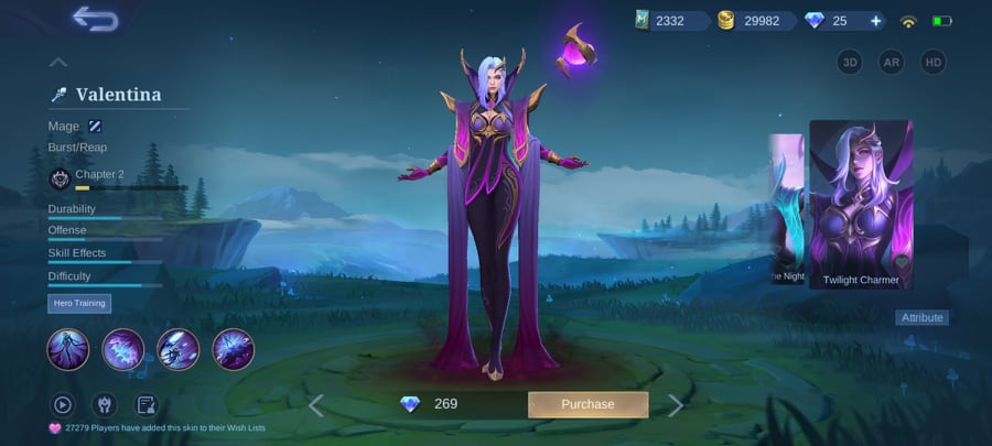 Best heroes in mobile legends Valentina in her Twilight Charmer skin