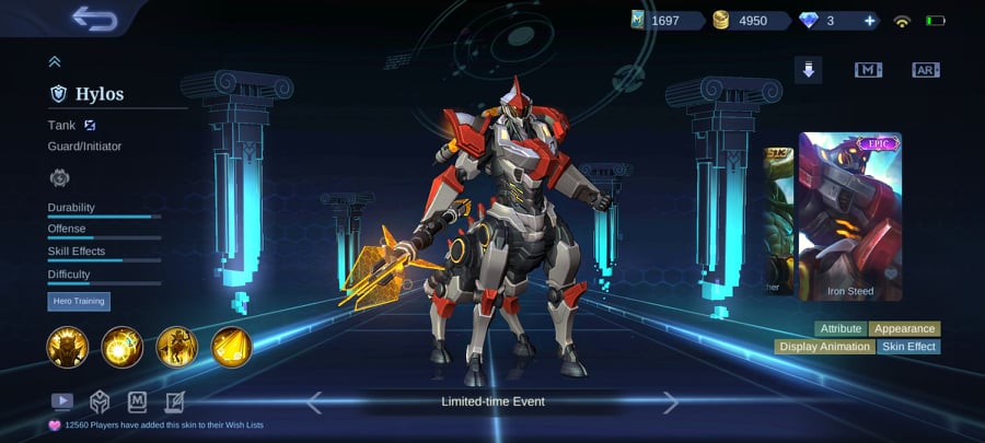 Best heroes in mobile legends Hylos in his Epic Iron Steed skin