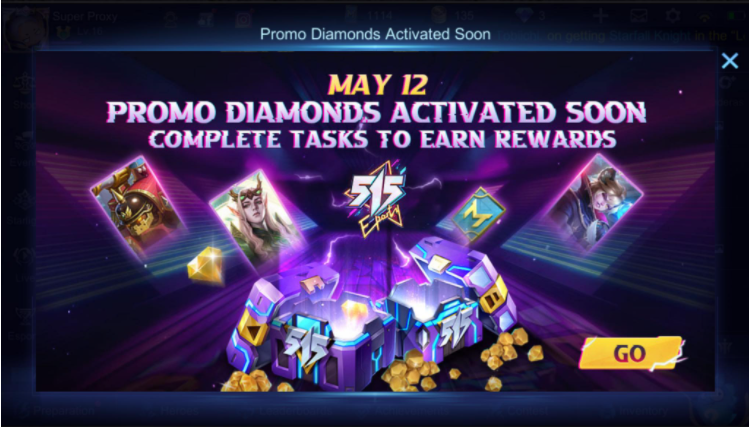 Complete Tasks, Earn Promo Diamonds