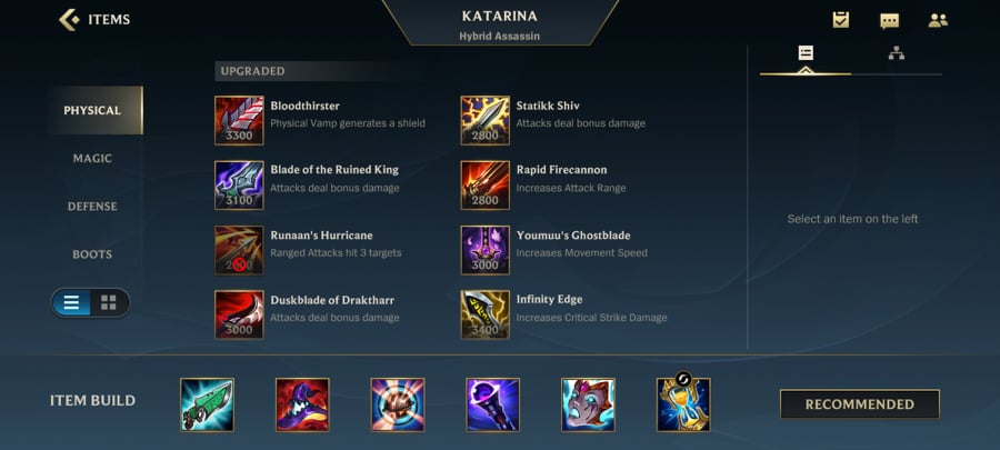 Wild Rift Katarina Best Items