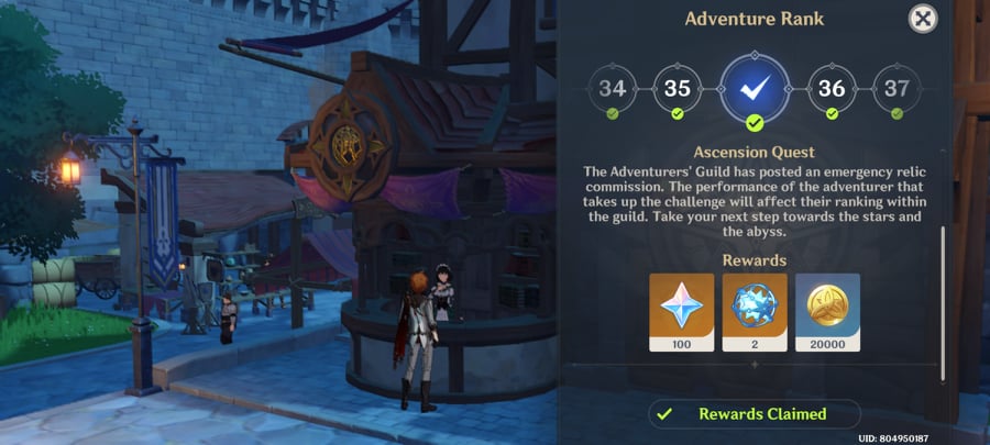 Adventure Rank Rewards