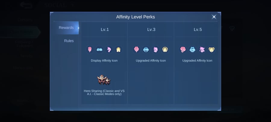 MLBB Affinity Level Perks