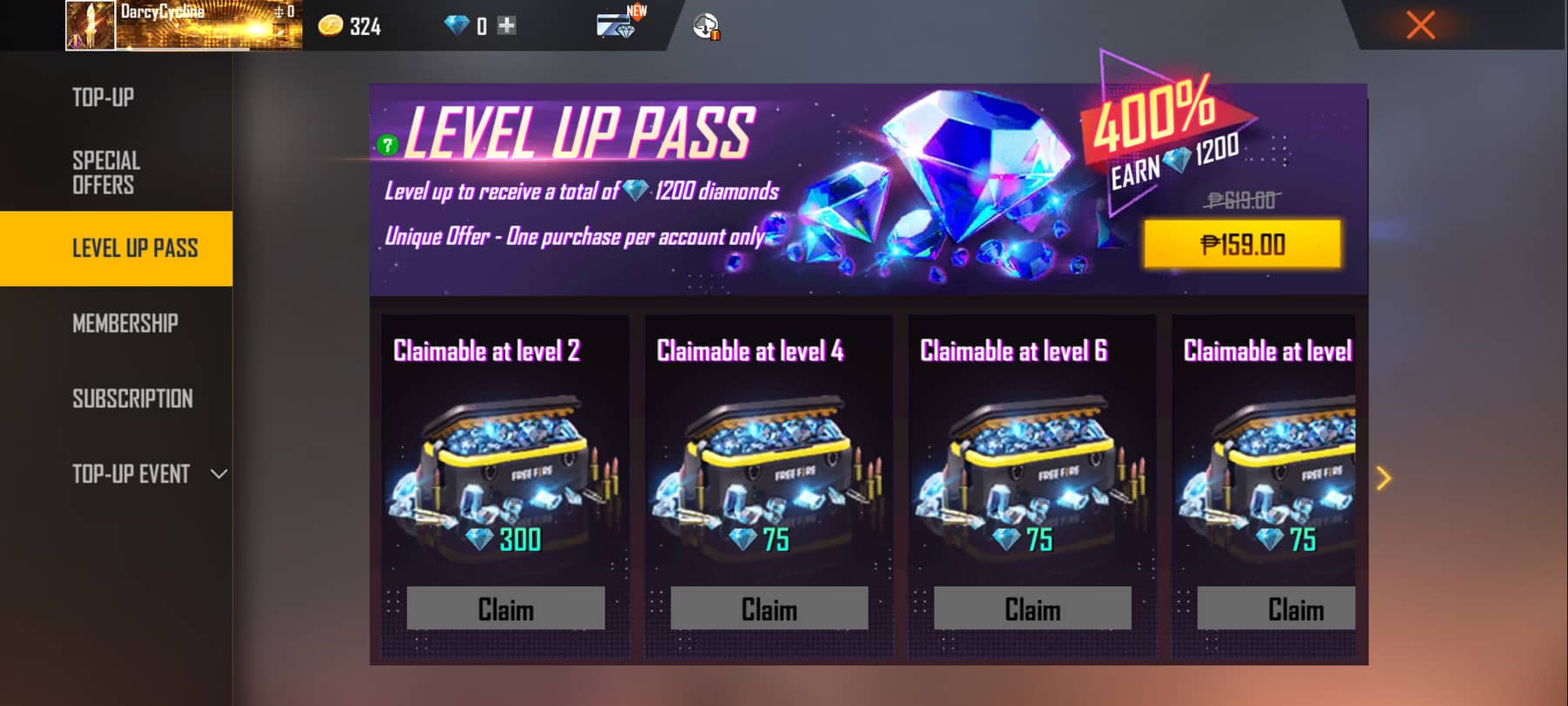 Free Fire Level Up Pass
