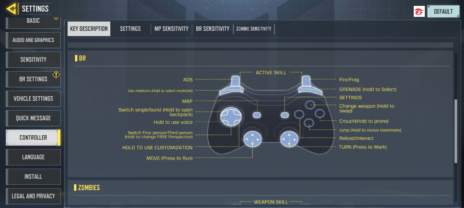 CODM controller BR controls