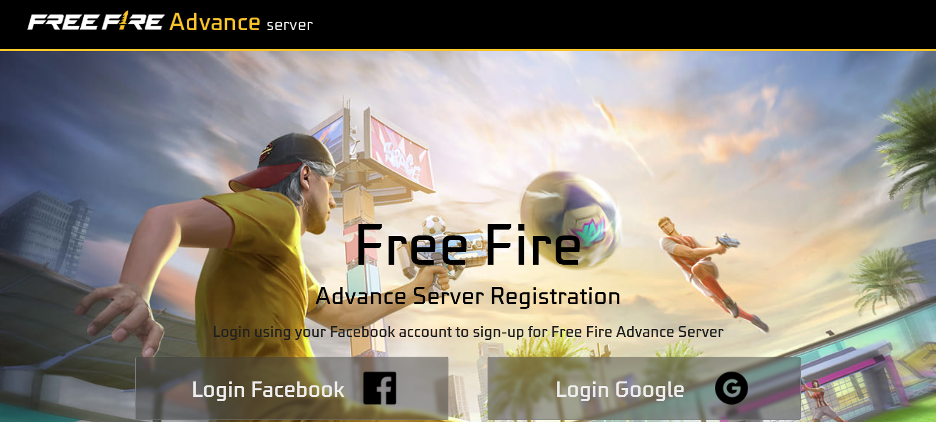 Free Fire Advance Server Page