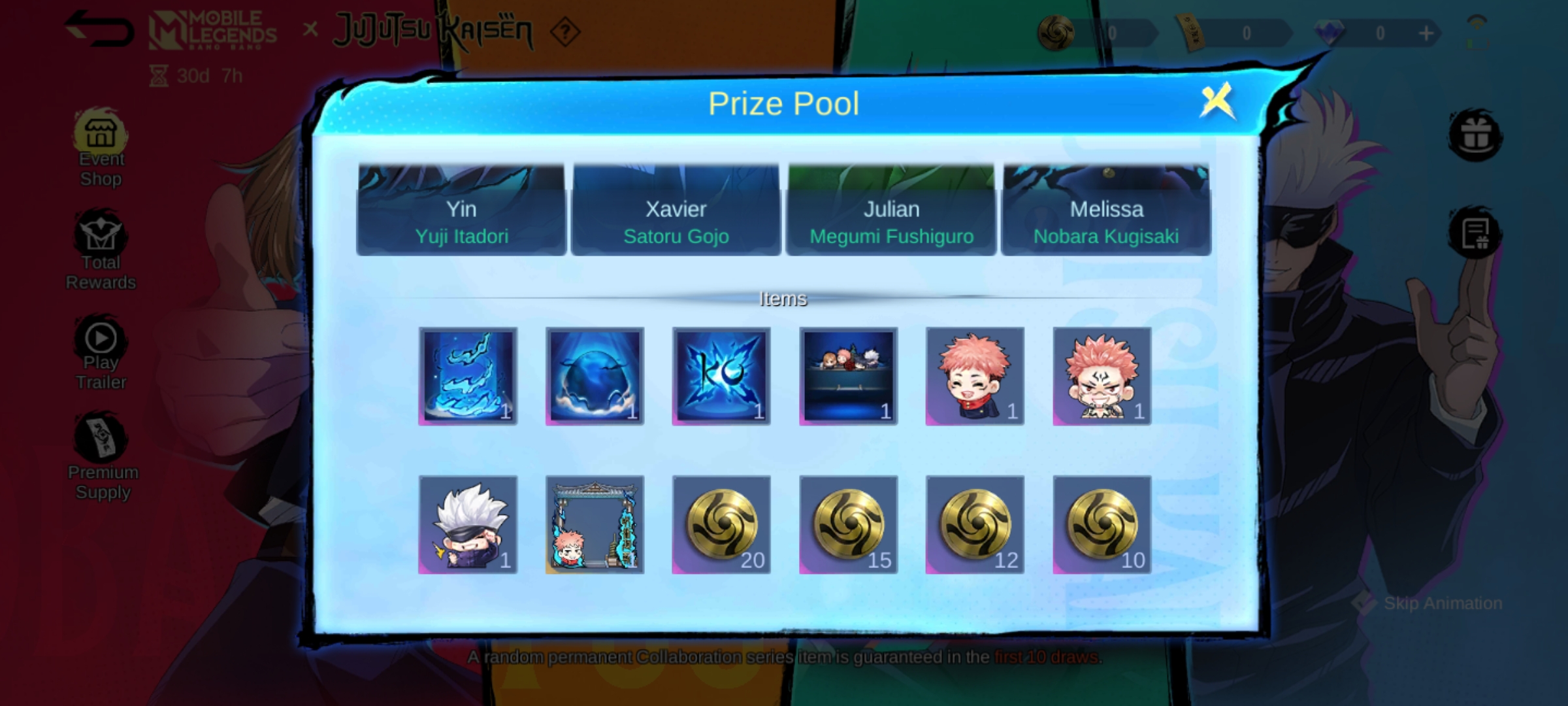 MLBB Jujutsu Kaisen Prize Pool