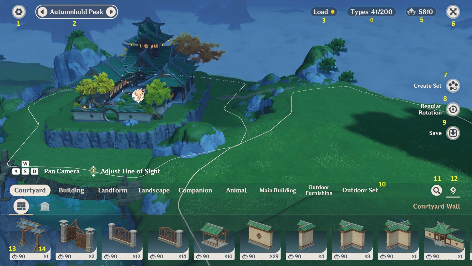 Genshin Teapot Interface with labels