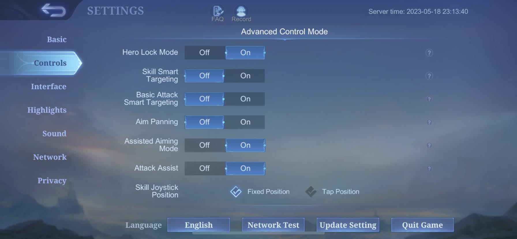 advanced control settings