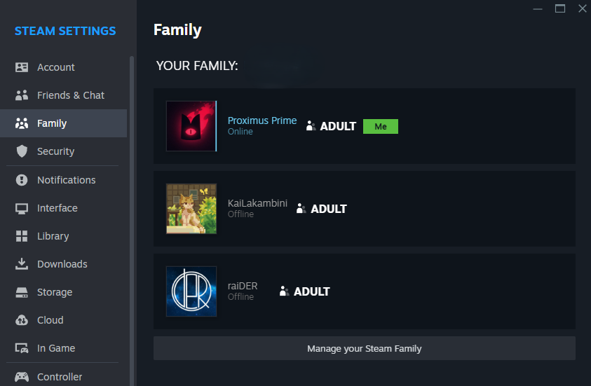 Steam Family Sharing Management