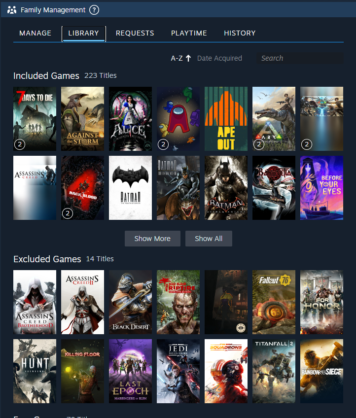 Steam Family Sharing Titles