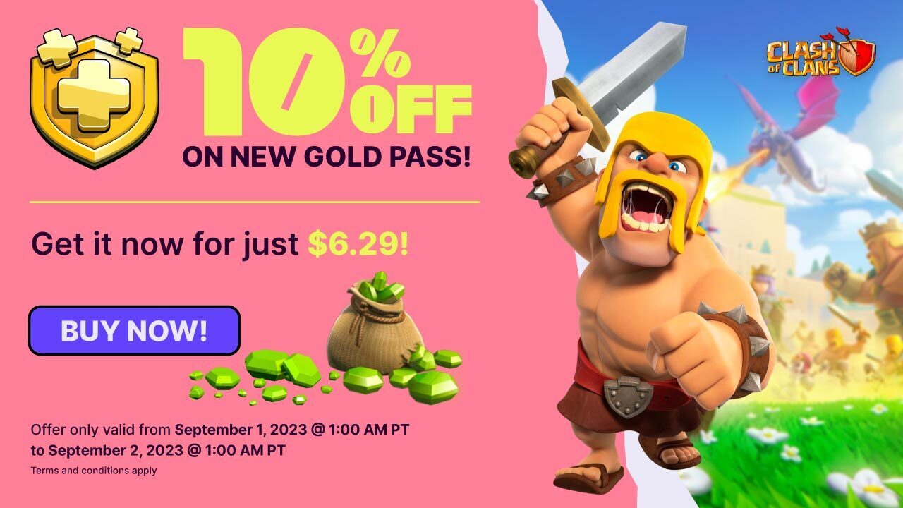 New Season, New Rewards! Get 10 OFF on Clash of Clans Gold Pass