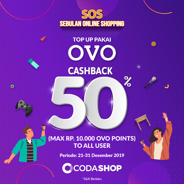 Sebulan Online Shopping Pakai OVO Cashback 50% di Codashop